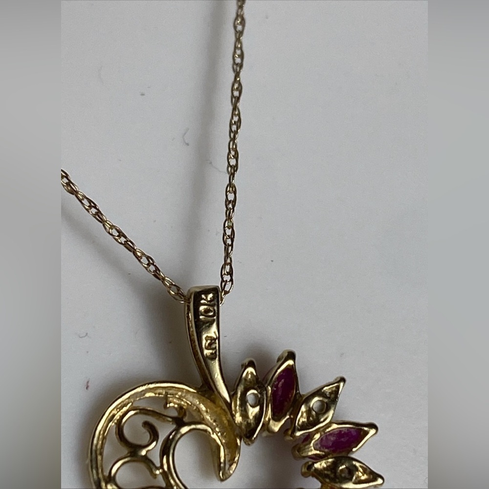 Chain Necklace 10K Yellow Gold Ruby & Diamond ADL Abraham David Loewenstark - Picture 4 of 10